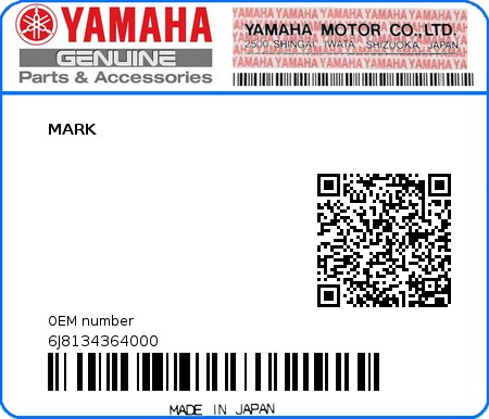 Product image: Yamaha - 6J8134364000 - MARK  0