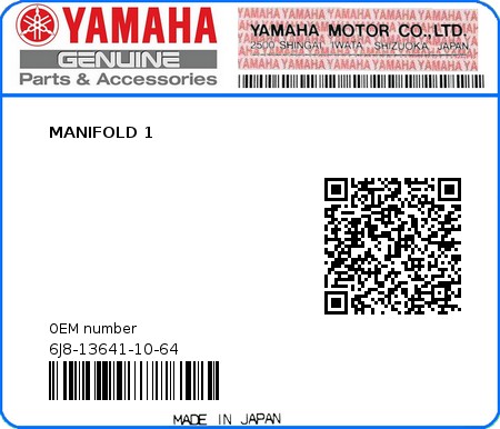 Product image: Yamaha - 6J8-13641-10-64 - MANIFOLD 1  0