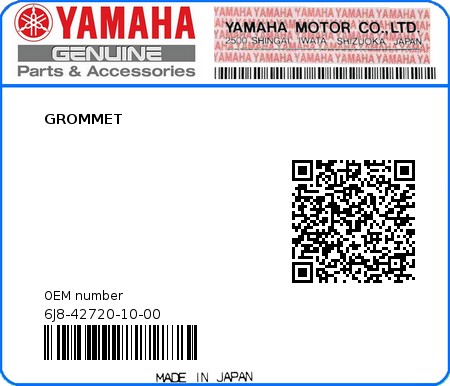 Product image: Yamaha - 6J8-42720-10-00 - GROMMET  0