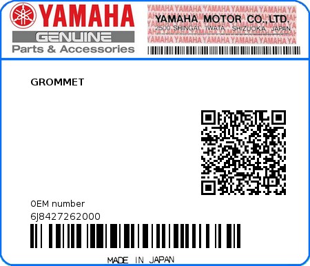 Product image: Yamaha - 6J8427262000 - GROMMET 