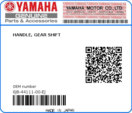 Product image: Yamaha - 6J8-44111-00-EJ - HANDLE, GEAR SHIFT  0