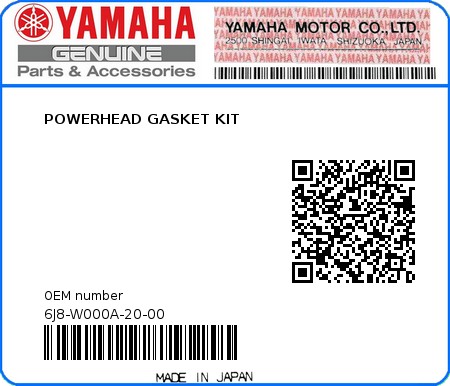 Product image: Yamaha - 6J8-W000A-20-00 - POWERHEAD GASKET KIT 