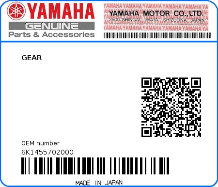 Product image: Yamaha - 6K1455702000 - GEAR 