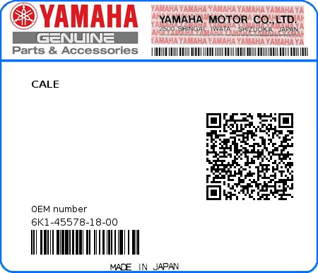 Product image: Yamaha - 6K1-45578-18-00 - CALE 