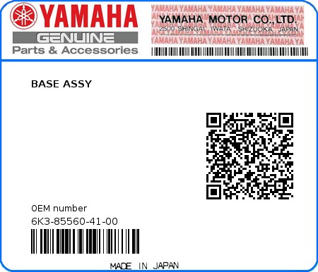 Product image: Yamaha - 6K3-85560-41-00 - BASE ASSY  0