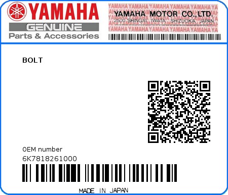 Product image: Yamaha - 6K7818261000 - BOLT  0