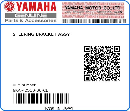 Product image: Yamaha - 6KA-42510-00-CE - STEERING BRACKET ASSY  0