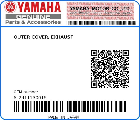 Product image: Yamaha - 6L241113001S - OUTER COVER, EXHAUST 