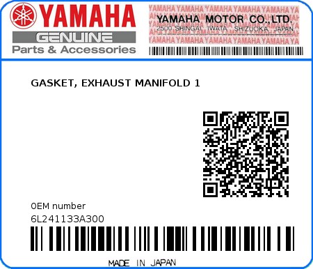 Product image: Yamaha - 6L241133A300 - GASKET, EXHAUST MANIFOLD 1 