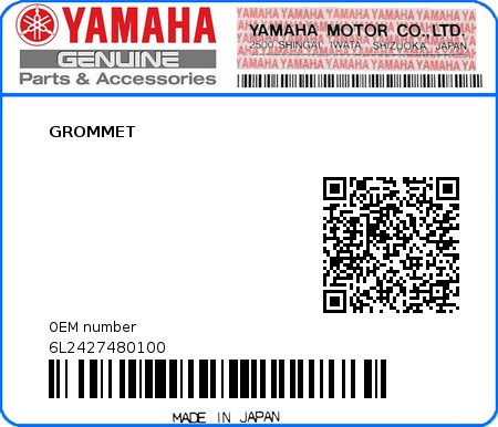 Product image: Yamaha - 6L2427480100 - GROMMET 