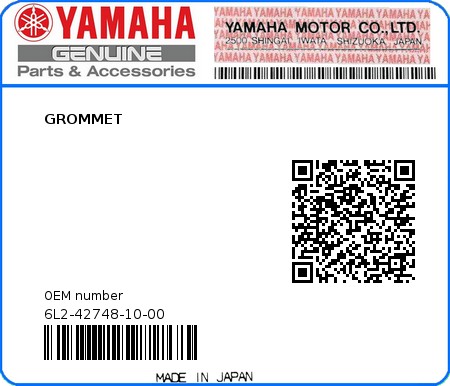 Product image: Yamaha - 6L2-42748-10-00 - GROMMET  0