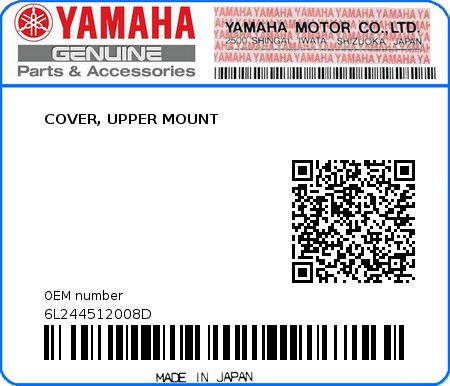 Product image: Yamaha - 6L244512008D - COVER, UPPER MOUNT 