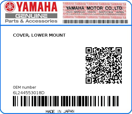 Product image: Yamaha - 6L244553018D - COVER, LOWER MOUNT  0