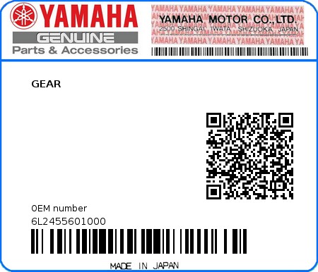 Product image: Yamaha - 6L2455601000 - GEAR  0