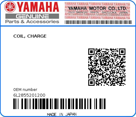 Product image: Yamaha - 6L2855201200 - COIL, CHARGE 