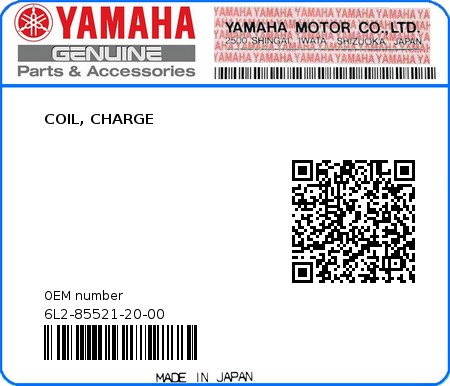 Product image: Yamaha - 6L2-85521-20-00 - COIL, CHARGE  0