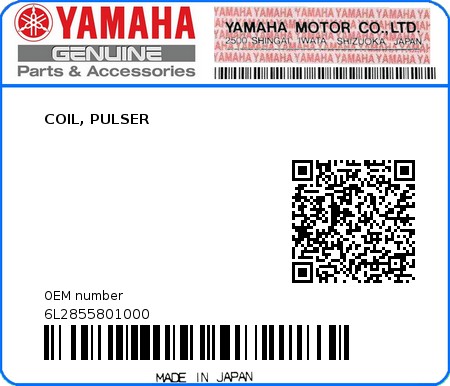 Product image: Yamaha - 6L2855801000 - COIL, PULSER  0