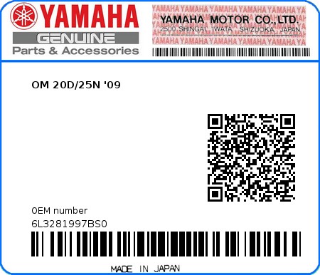 Product image: Yamaha - 6L3281997BS0 - OM 20D/25N '09  0