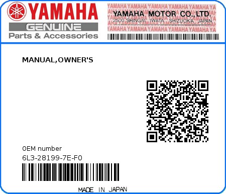 Product image: Yamaha - 6L3-28199-7E-F0 - MANUAL,OWNER'S  0