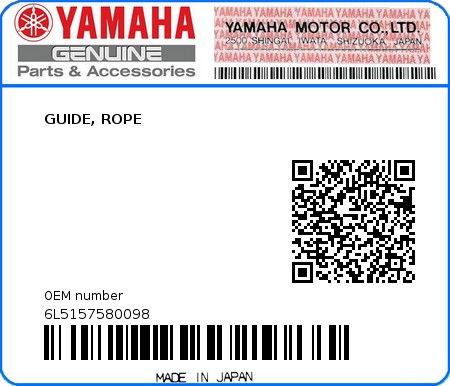 Product image: Yamaha - 6L5157580098 - GUIDE, ROPE 