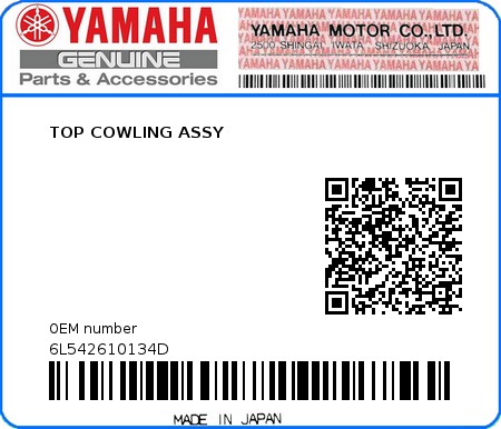 Product image: Yamaha - 6L542610134D - TOP COWLING ASSY 