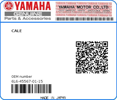 Product image: Yamaha - 6L6-45567-01-15 - CALE 