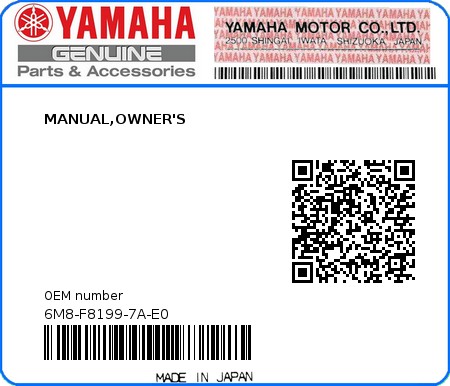 Product image: Yamaha - 6M8-F8199-7A-E0 - MANUAL,OWNER'S  0