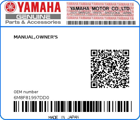 Product image: Yamaha - 6M8F81997DD0 - MANUAL,OWNER'S  0