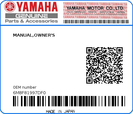 Product image: Yamaha - 6M8F81997DF0 - MANUAL,OWNER'S  0