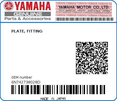 Product image: Yamaha - 6N742738028D - PLATE, FITTING  0