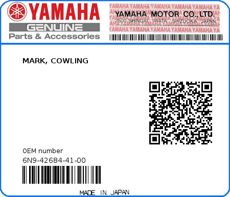 Product image: Yamaha - 6N9-42684-41-00 - MARK, COWLING  0