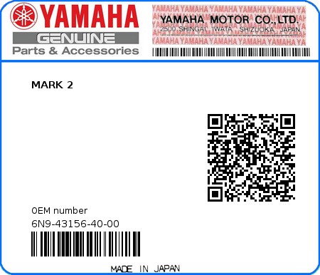 Product image: Yamaha - 6N9-43156-40-00 - MARK 2  0