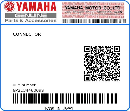 Product image: Yamaha - 6P213446009S - CONNECTOR  0