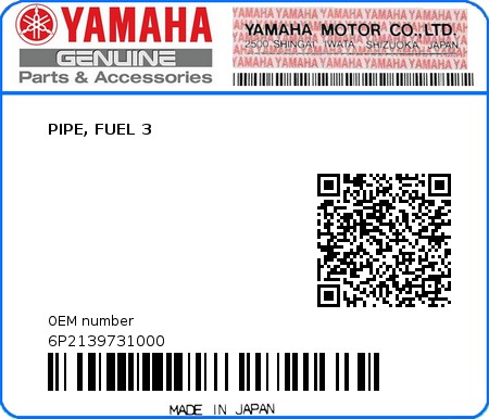 Product image: Yamaha - 6P2139731000 - PIPE, FUEL 3  0