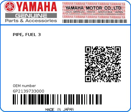 Product image: Yamaha - 6P2139733000 - PIPE, FUEL 3  0