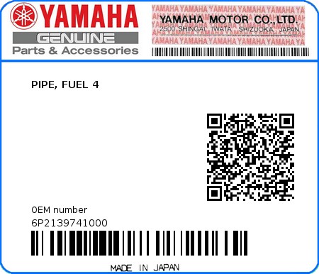 Product image: Yamaha - 6P2139741000 - PIPE, FUEL 4 