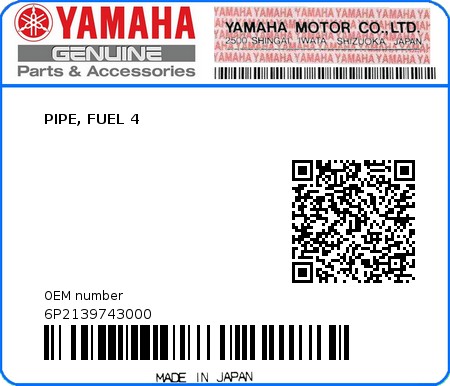 Product image: Yamaha - 6P2139743000 - PIPE, FUEL 4 