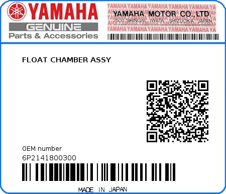 Product image: Yamaha - 6P2141800300 - FLOAT CHAMBER ASSY  0