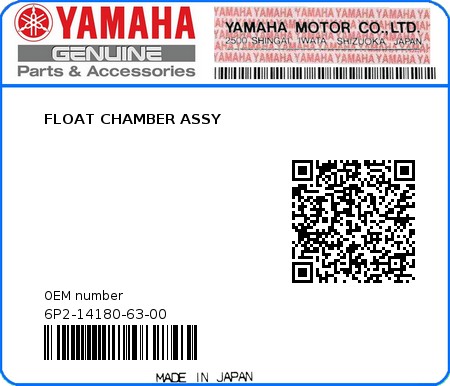 Product image: Yamaha - 6P2-14180-63-00 - FLOAT CHAMBER ASSY 