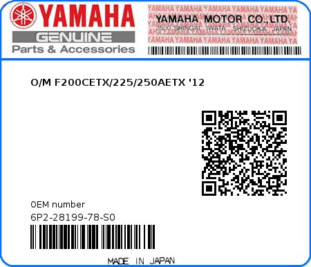 Product image: Yamaha - 6P2-28199-78-S0 - O/M F200CETX/225/250AETX '12 