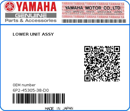 Product image: Yamaha - 6P2-45305-38-D0 - LOWER UNIT ASSY 