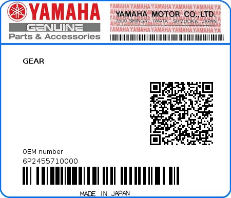 Product image: Yamaha - 6P2455710000 - GEAR 