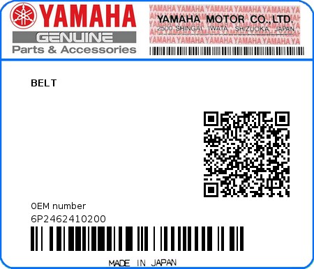 Product image: Yamaha - 6P2462410200 - BELT  0