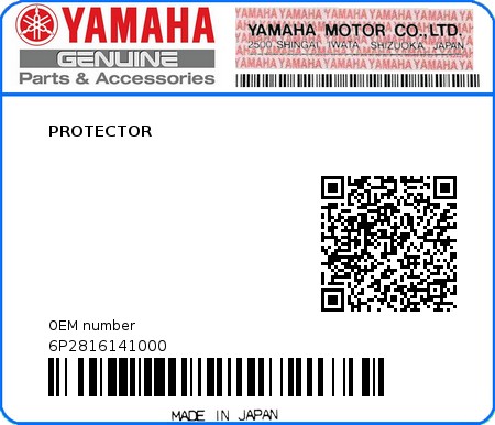 Product image: Yamaha - 6P2816141000 - PROTECTOR  0