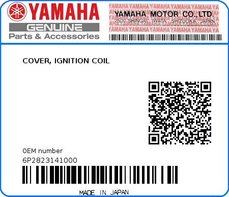 Product image: Yamaha - 6P2823141000 - COVER, IGNITION COIL  0