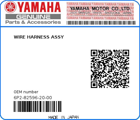 Product image: Yamaha - 6P2-82596-20-00 - WIRE HARNESS ASSY 