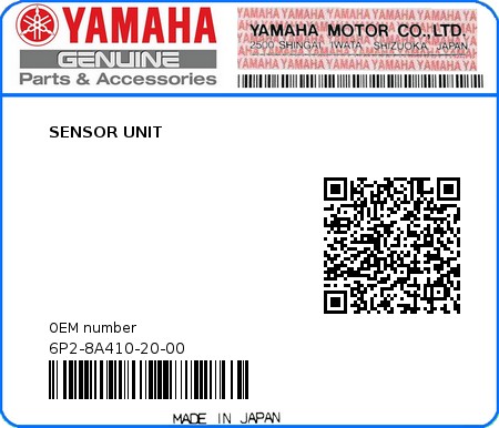 Product image: Yamaha - 6P2-8A410-20-00 - SENSOR UNIT  0