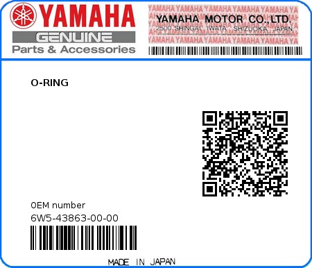 Product image: Yamaha - 6W5-43863-00-00 - O-RING  0