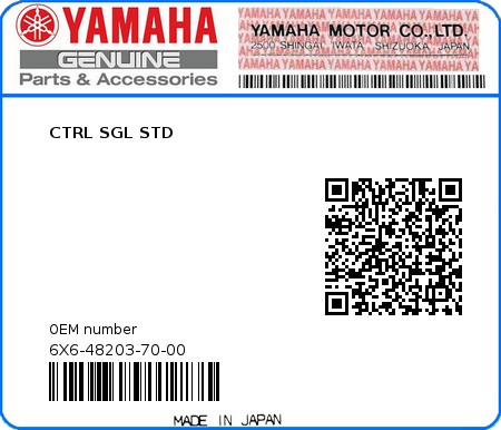 Product image: Yamaha - 6X6-48203-70-00 - CTRL SGL STD 