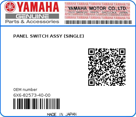 Product image: Yamaha - 6X6-82573-40-00 - PANEL SWITCH ASSY (SINGLE)  0